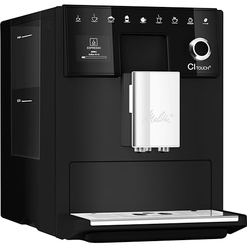 Melitta CI Touch   Kaffeevollautomat mit Milchsystem, Kaffeemaschine mit integrierter Kaffeemühle und Milchaufschäumer, für z. B. Espresso oder Cappuccino, frosted black