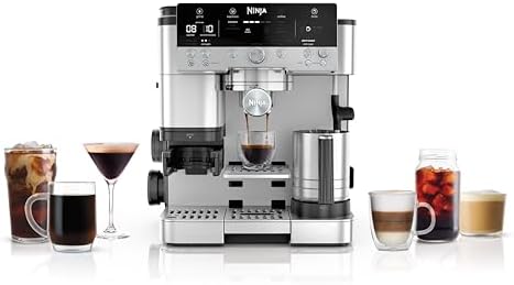 Ninja Luxe Premier 3-in-1 Kaffeemaschine ES601EU, Integriertes Mahlwerk & Milchaufschäumer, Espresso, Latte & Cold Brew, Silber