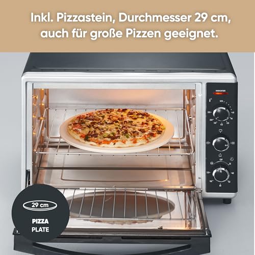 SEVERIN Back  und Toastofen mit Umluftfunktion, Mini Backofen mit Grillrost, Backblech, Drehspieß und Pizzastein, vielseitiger Heißluftofen mit 42 L Kapazität, 1.800 W, schwarz, TO 2058 : Küche, Haushalt &amp; Wohnen