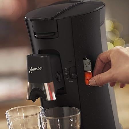 Philips Senseo Select ECO Kaffeepadmaschine, schwarz/gefleckt   Wahl der Kaffeestärke plus Memo Funktion, aus recyceltem Kunststoff (CSA240/20)