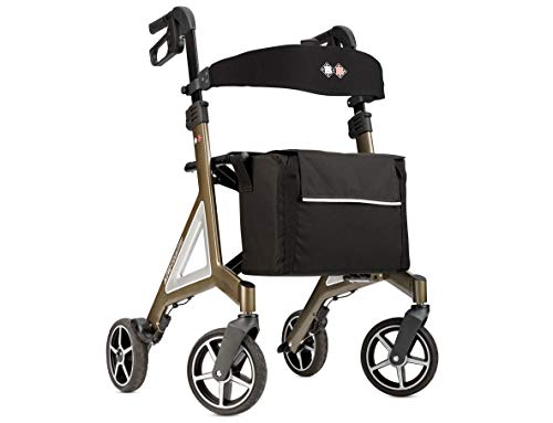 Bischoff &amp; Bischoff Alevo Country Rollator, faltbar – Gelände Rollator für drinnen und draußen, Gehwagen mit Profil Bereifung und abnehmbarer Tasche, Sitzhöhe 58,5cm, Platin : Drogerie &amp; Körperpflege