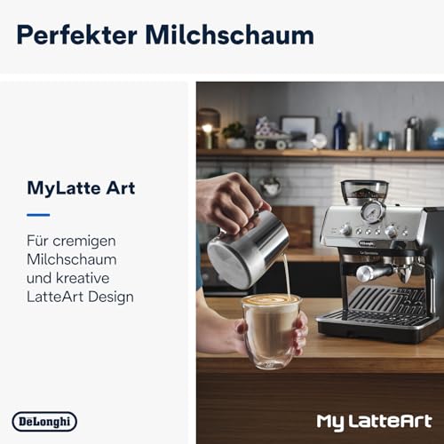 De'Longhi La Specialista Arte EC9155.MB Siebträgermaschine mit Mahlwerk, 15 Bar, 8 Mahlgrade, Inkl. Barista-Kit, Edelstahl/Schwarz