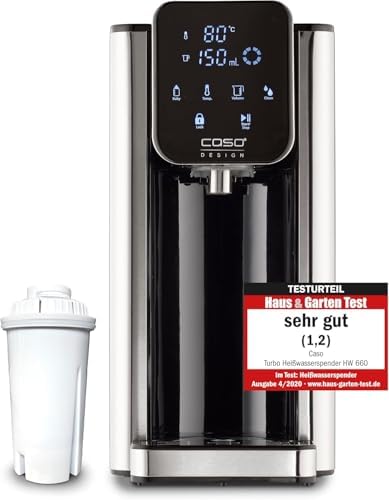 CASO HW 660 Heißwasserspender   Testurteil: sehr gut   heißes Wasser in wenigen Sekunden   spart bis zu 50% Energie gegenüber Wasserkochern   8 Mengenausgaben   Wasserkocher mit Temperatureinstellung