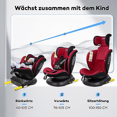 Reecle 360 Drehbar i Size Kindersitz mit ISOFIX 40 150 cm (0 36 kg) Reboarder, ab Geburt  12 Jahre, ECE R129 : Baby