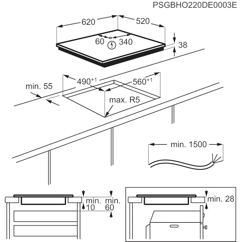 AEG Glaskeramikkochfeld autark 60cm / 4 Zonen mit Bräter  und Dreikreiskochzone für mehr Flexibilität / 14 Stufen / Facettenrahmen / Timer / DirectSlider Bedienung / Kindersicherung / HRB64470FB : Elektro Großgeräte