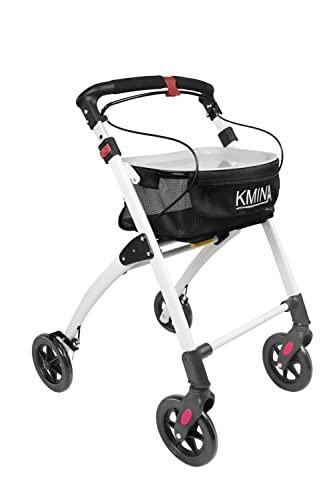 KMINA PRO   Rollator Schmal für Wohnung, Faltbarer Rollatoren für Senioren, Indoor Rollator mit Tablett, Kleiner Rollator für die Wohnung, Rollator Schwarz : Drogerie &amp; Körperpflege