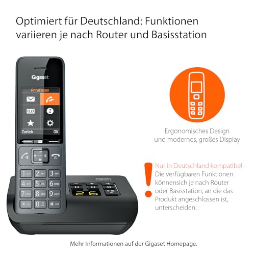 Gigaset Comfort 520A Trio   3 Schnurlose DECT Telefone mit Anrufbeantworter  Elegantes Design   Freisprechfunktion   Anrufschutz   Adressbuch mit 200 Kontakten, titan schwarz: Elektronik &amp; Foto