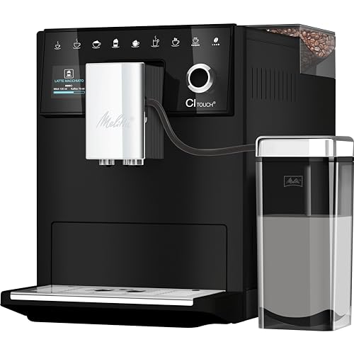Melitta CI Touch   Kaffeevollautomat mit Milchsystem, Kaffeemaschine mit integrierter Kaffeemühle und Milchaufschäumer, für z. B. Espresso oder Cappuccino, frosted black