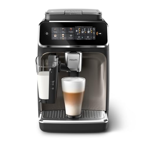 Philips 3300 Series Kaffeevollautomat   6 Getränke, Modernes Farb Touchscreen Display, LatteGo Milchsystem, SilentBrew, 100% Keramikmahlwerk, AquaClean Filter. Schwarzchrom (EP3347/90)