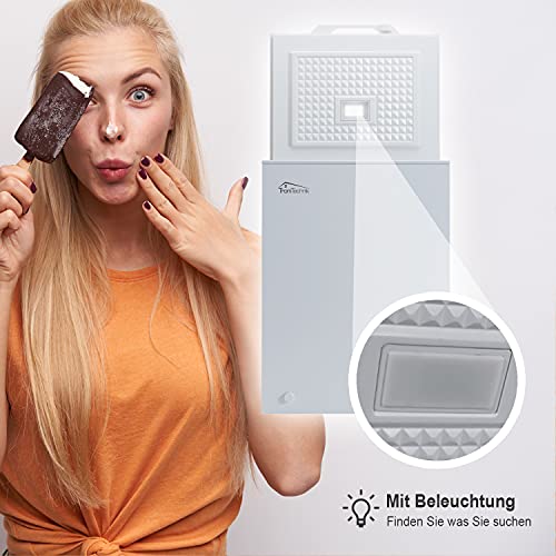 Tronitechnik® Gefriertruhe Kühltruhe BORGAR PRO mit 2in1 Gefrier  und Kühlfunktion | 110 Liter, 169kwh/Jahr, 85cm hoch, geringe Lautstärke | LED Licht | Rollen | Kindersicherung durch Schloss | Weiß: Elektro Großgeräte