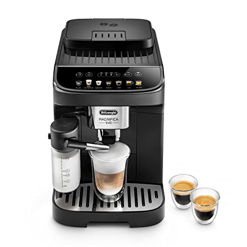 De'Longhi Magnifica Evo ECAM 292.81.B Kaffeevollautomat mit LatteCrema Milchsystem, 7 Direktwahltasten für Cappuccino, Espresso und weitere Kaffeespezialitäten, 2 Tassen Funktion, Schwarz