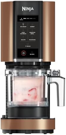 Ninja CREAMi Eismaschine &amp; Frozen Dessert Maker mit 3 Behältern, 7 Programmen, macht Eiscreme, Gelato, Sorbet, Smoothie Bowl, Milchshakes und mehr, macht 1,4 L Eiscreme, Schwarz &amp; Kupfer, NC300EUCP