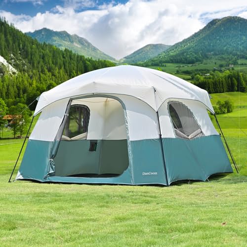 DanCoom Zelte 4/6 Person, Einfacher Aufbau Wasserdichtes Campingzelt mit Regenschutz, Tragbares Doppellagiges Großes Familienzelt für Camping Hinterhof Outdoor &amp;Wandern 300X270X190CM(H) : Sport &amp; Freizeit