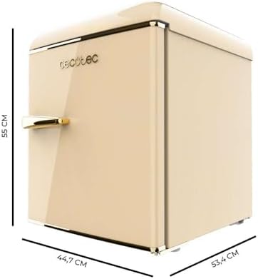 Cecotec Kleiner Kühlschrank   Retro Tischkühlschrank 45L Bolero CoolMarket TT Origin 45 Beige E. 55cm hoch und 44,7cm breit, Energieeffizienzklasse E, Icebox und verchromter Griff, Beige : Elektro Großgeräte