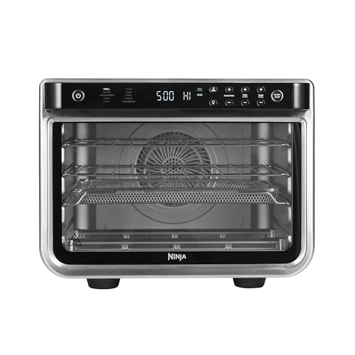 Ninja Foodi 10 in 1 Multifunktions Ofen, tragbarer Mini Ofen für Arbeitsflächen, Mehrzweck Ofen mit 10 Kochfunktionen; Air Fry, Rösten, Grillen, Backen und mehr, Silber/Schwarz DT200EU
