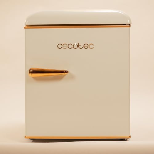 Cecotec Kleiner Kühlschrank   Retro Tischkühlschrank 45L Bolero CoolMarket TT Origin 45 Beige E. 55cm hoch und 44,7cm breit, Energieeffizienzklasse E, Icebox und verchromter Griff, Beige : Elektro Großgeräte