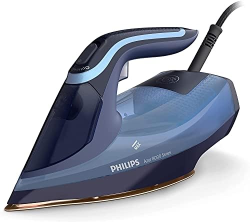 Philips Azur 8000 Serie Dampfbügeleisen   85 g/min Dauerdampf, 260 g Turbo Dampfstoß, 3000 W, OptimalTEMP Technologie, SteamGlide Elite Bügelsohle, Dunkelblau (DST8050/20)