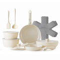 Redchef Topfsets Pfannenset 16 Teilig Antihaft Keramik Kochgeschirr Set mit Abnehmbaren Griffen, Pfanne 20/26cm, Tiefe Bratpfanne 26cm, Topf 18/20cm, Stapelbar Topfset Für alle Herdarten, Ofenfest