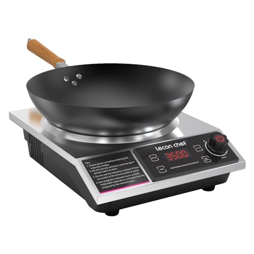 Lecon Chef Induktionskochplatte mit Wok, 3500W Einzelinduktionskochfeld, Kochplatten, 60 KG Tragkraft, Timer und Voreinstellung, 11 Temperatur  und Leistungsstufeneinstellungen: Elektro Großgeräte