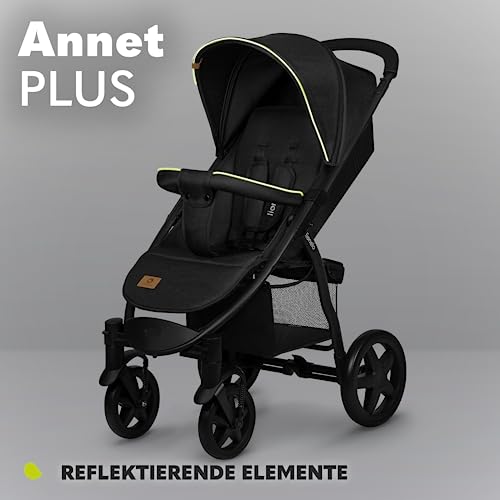 LIONELO Annet Plus Buggy bis 22 kg mit Liegefunktion, Kinderwagen klein zusammenklappbar mit Zubehör, Eva Schaum Räder, Moskitonetz, Fußdecke Getränkehalter, Korb : Baby