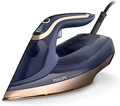 Philips Azur 8000 Serie Dampfbügeleisen   85 g/min Dauerdampf, 260 g Turbo Dampfstoß, 3000 W, OptimalTEMP Technologie, SteamGlide Elite Bügelsohle, Dunkelblau (DST8050/20)