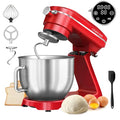 Chefree Knetmaschine Profi Küchenmaschine,7L Schüssel mit 3 Rührwerkzeuge, 1800W,LED Touchscreen,10 Stufen,Knethaken Rühr  &amp; Schneebesen,Planetenrührwerk,Rot,M500