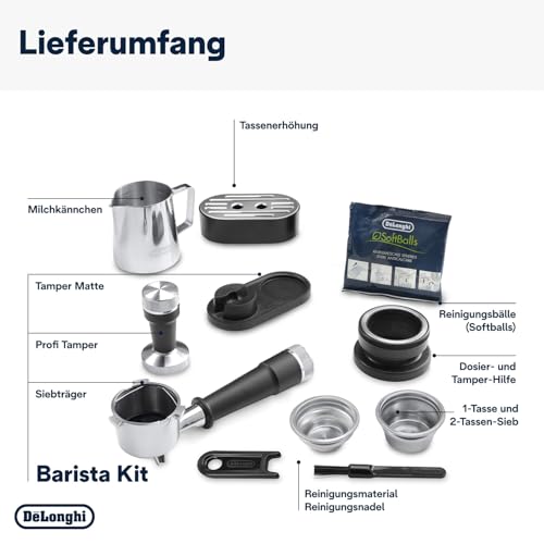 De'Longhi La Specialista Arte EC9155.MB Siebträgermaschine mit Mahlwerk, 15 Bar, 8 Mahlgrade, Inkl. Barista-Kit, Edelstahl/Schwarz
