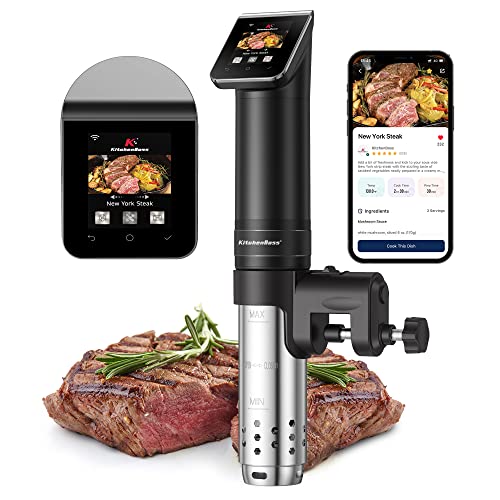 KitchenBoss Sous Vide Garer Stick WLAN: G330 Wifi Präzisionskocher Präziser Temperatureinstellung bis 90°C IPX7 Wasserdicht TFT Touch Display Immersion Tauchzikulator 360° Zirkulation mit Timer
