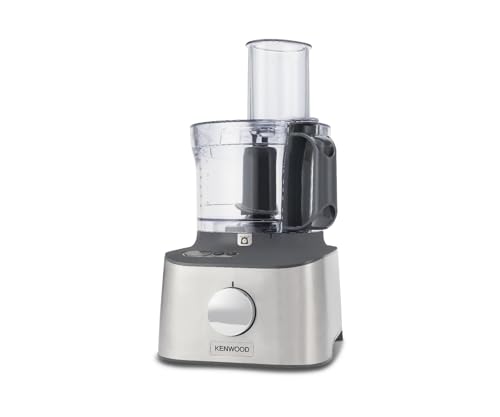 Kenwood Multipro Compact  FDM313SS Kompakt Küchenmaschine, 2,1 Liter, Integrierte Waage, Edelstahl Messer, 3 Arbeitsscheiben und 6 weitere Zubehör Teile, Metallgehäuse, 800 Watt, silber