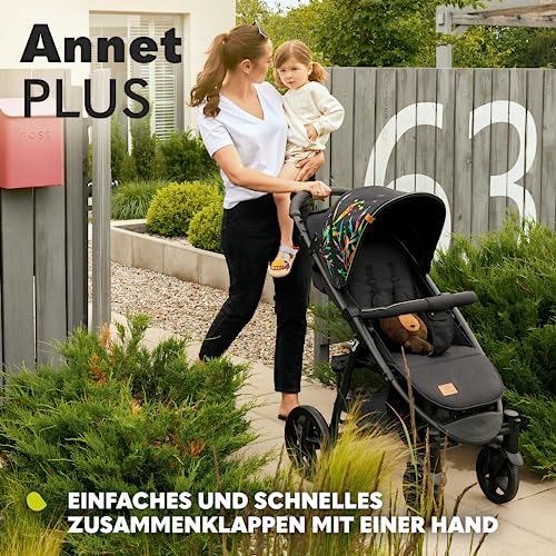 LIONELO Annet Plus Buggy bis 22 kg mit Liegefunktion, Kinderwagen klein zusammenklappbar mit Zubehör, Eva Schaum Räder, Moskitonetz, Fußdecke Getränkehalter, Korb : Baby