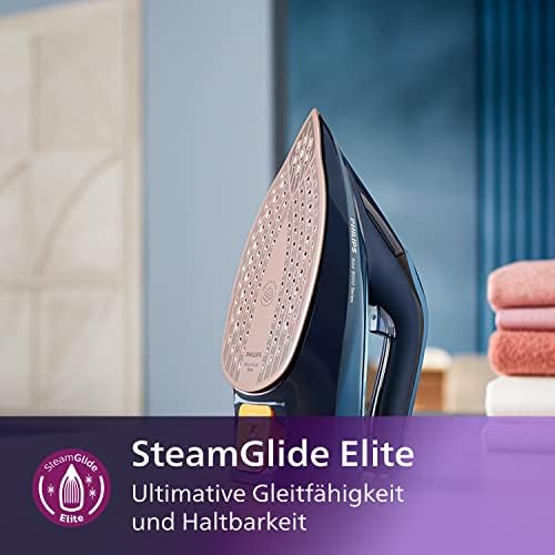 Philips Azur 8000 Serie Dampfbügeleisen   85 g/min Dauerdampf, 260 g Turbo Dampfstoß, 3000 W, OptimalTEMP Technologie, SteamGlide Elite Bügelsohle, Dunkelblau (DST8050/20)