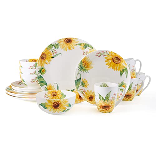 Mikasa Sunflower Geschirr Set, Knochenporzellan, leicht, splitterfest, 16 teilig, Service für 4 Personen, mehrfarbig : Küche, Haushalt &amp; Wohnen