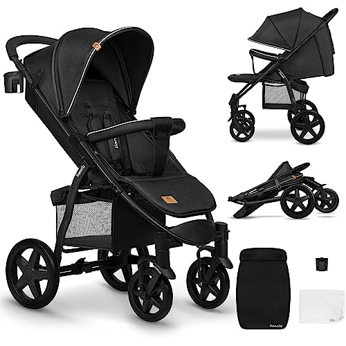 LIONELO Annet Plus Buggy bis 22 kg mit Liegefunktion, Kinderwagen klein zusammenklappbar mit Zubehör, Eva Schaum Räder, Moskitonetz, Fußdecke Getränkehalter, Korb : Baby