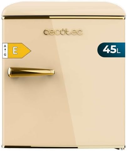 Cecotec Kleiner Kühlschrank   Retro Tischkühlschrank 45L Bolero CoolMarket TT Origin 45 Beige E. 55cm hoch und 44,7cm breit, Energieeffizienzklasse E, Icebox und verchromter Griff, Beige : Elektro Großgeräte
