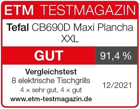 Tefal Maxi Plancha Elektro Tischgrill CB690D, Extra groß, Antihaft Teppanyaki Platte, Leichte Reinigung, Innen und außen nutzbar, Inkl. abnehmbarem Windschutz   Spatel, 2300W, Schwarz/Silber