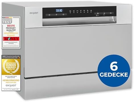Exquisit Mini Geschirrspüler, Tischspülmaschine, 55 cm breit, spülmaschine klein, Auto Türöffner, ECO Modus, GSP5206 030D silber : Elektro Großgeräte
