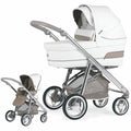 BEBECAR Zweiteiliger Kinderwagen V Plun Specials, inklusive Gestell mit Korb, Babywanne komplett mit Matratze und Buggy mit ausziehbarem Verdeck, verchromtes Gestell, Farbe KP121 : Baby