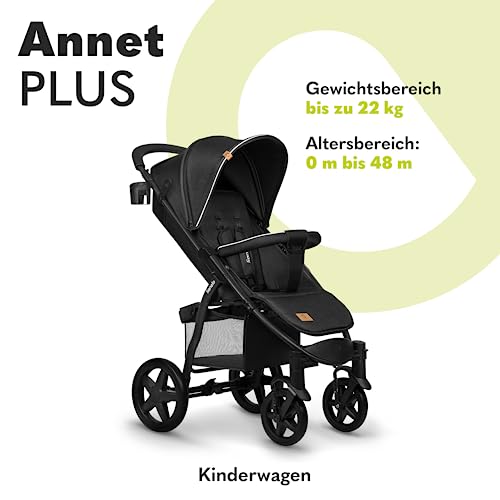LIONELO Annet Plus Buggy bis 22 kg mit Liegefunktion, Kinderwagen klein zusammenklappbar mit Zubehör, Eva Schaum Räder, Moskitonetz, Fußdecke Getränkehalter, Korb : Baby
