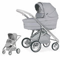 BEBECAR Zweiteiliger Kinderwagen V Pencials, inklusive Gestell mit Korb, Babywanne komplett mit Matratze und Buggy mit ausziehbarem Verdeck, verchromtes Gestell, Farbe KP051 : Baby