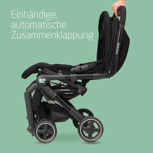 Maxi Cosi Lara2 Baby Kinderwagen, 0–4 Jahre, 0–22 kg, federleichter, kompakter Buggy, 3 Liegepositionen, flache Liegeposition, klein zusammenklappbar, Schultergurt, Essential Black : Baby