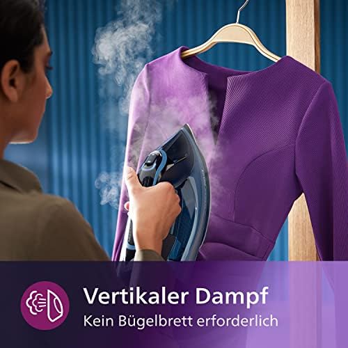 Philips Azur 8000 Serie Dampfbügeleisen   85 g/min Dauerdampf, 260 g Turbo Dampfstoß, 3000 W, OptimalTEMP Technologie, SteamGlide Elite Bügelsohle, Dunkelblau (DST8050/20)