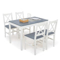 Mondeer Esstisch mit 4 Stühlen, Essgruppe Esszimmergarnitur Massiv Holztisch Klassischer Stil für Esszimmer küche, 108 x 65 x 73 cm, Blau : Küche, Haushalt &amp; Wohnen
