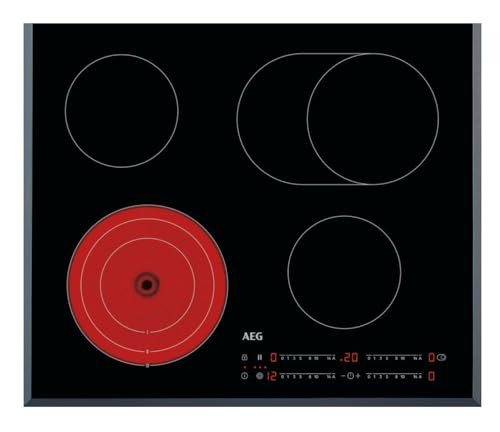 AEG Glaskeramikkochfeld autark 60cm / 4 Zonen mit Bräter  und Dreikreiskochzone für mehr Flexibilität / 14 Stufen / Facettenrahmen / Timer / DirectSlider Bedienung / Kindersicherung / HRB64470FB : Elektro Großgeräte