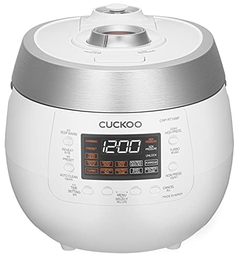 CUCKOO CRP RT1008F Digitaler Dampfdruck Reiskocher | TWIN PRESSURE | 1150 Watt 1,8 Liter 10 Tassen, Weiß