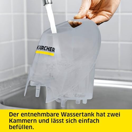 Kärcher Dampfreiniger SC 4 EasyFix Iron, Dampfdruck: 3,5 bar, Aufheizzeit: 4 min., Leistung: 2.000 W, Flächenleistung: 100 m², 2 Tank System: 0,5 l   0,8 l, Bodendüse EasyFix, Dampfdruck Bügeleisen