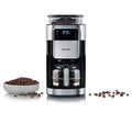 SEVERIN Kaffeemaschine mit Mahlwerk, Kaffeeautomat mit Glaskanne und Timer Funktion, auch als Filterkaffeemaschine, für bis zu 10 Tassen Kaffee, 1000 Watt, schwarz/ Edelstahl, KA 4813
