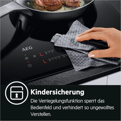 AEG Glaskeramikkochfeld autark 60cm / 4 Zonen mit Bräter  und Dreikreiskochzone für mehr Flexibilität / 14 Stufen / Facettenrahmen / Timer / DirectSlider Bedienung / Kindersicherung / HRB64470FB : Elektro Großgeräte