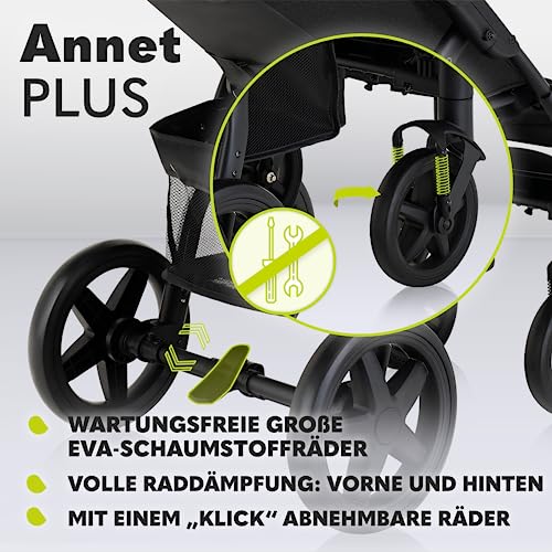 LIONELO Annet Plus Buggy bis 22 kg mit Liegefunktion, Kinderwagen klein zusammenklappbar mit Zubehör, Eva Schaum Räder, Moskitonetz, Fußdecke Getränkehalter, Korb : Baby