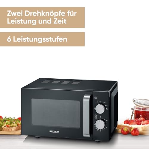 SEVERIN Mikrowelle mit Glasboden, zum Auftauen und Erhitzen, Mikrowellengerät mit großer Nutzfläche für eckiges Geschirr, Schwarz/Edelstahl, MW 7761 : Küche, Haushalt &amp; Wohnen
