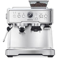 Reemix Siebträgermaschine, 20 Bar Espressomaschine/Kaffeemaschine mit integriertem Mahlwerk und Milchaufschäumer, 1350 W, 2,8 l Tank, Edelstahl/silber. Barista Kit